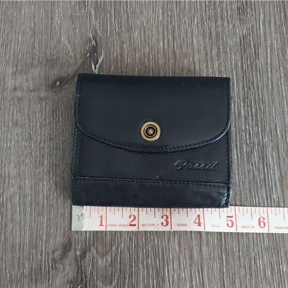 Fossil Vintage Black Genuine Leather Trifold Wallet - Picture 7 of 8